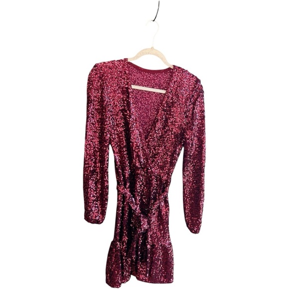 Betsy & Adam Dresses & Skirts - NWT Betsy & Adam burgundy sequin V-neck crossover dress with sash Sz 2
